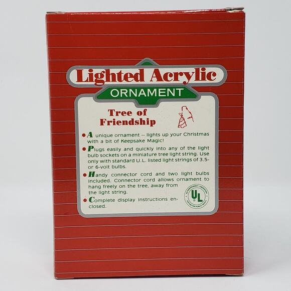 1988 Hallmark Tree of Friendship Lighted Acrylic Holiday Christmas Ornament. - Picture 2 of 7